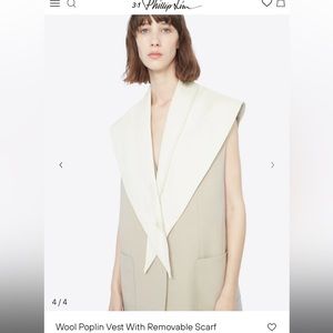 3.1 Phillip Lim Wool Poplin Vest with Removable Scarf